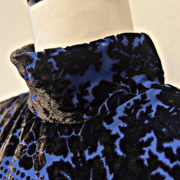 Anthropologie Velvet Rose Floral Mini Dress Mock A-Line Botton Flare Open Back - Picture 11 of 13